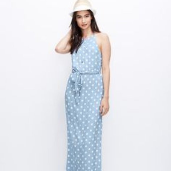 Ann Taylor Blue Polka Dot Maxi Dress - Picture 2 of 8
